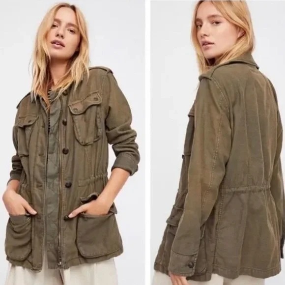 Free People Other - NEW Free People Moss Green NOT YOUR BROTHERS SURPLUS MILITARY JACKET Sz SMALL S